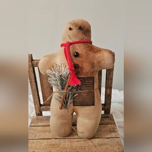 Primitive Rustic Grungy Gingerbread Man Handmade Christmas